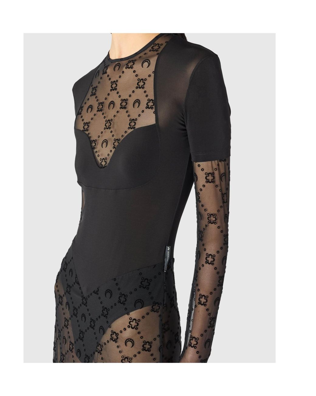 MARINE SERRE Black Layered Long Sleeved Dress