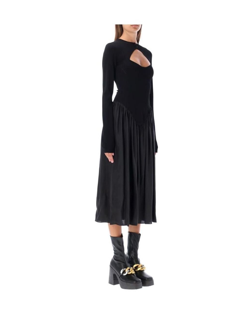 Stella McCartney Black Technical Shiny Knit Dress