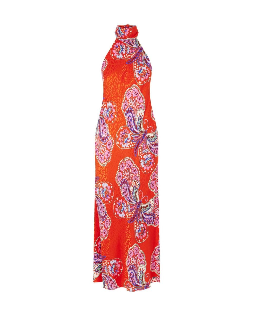 Rixo Red Sleeveless Floral Dress