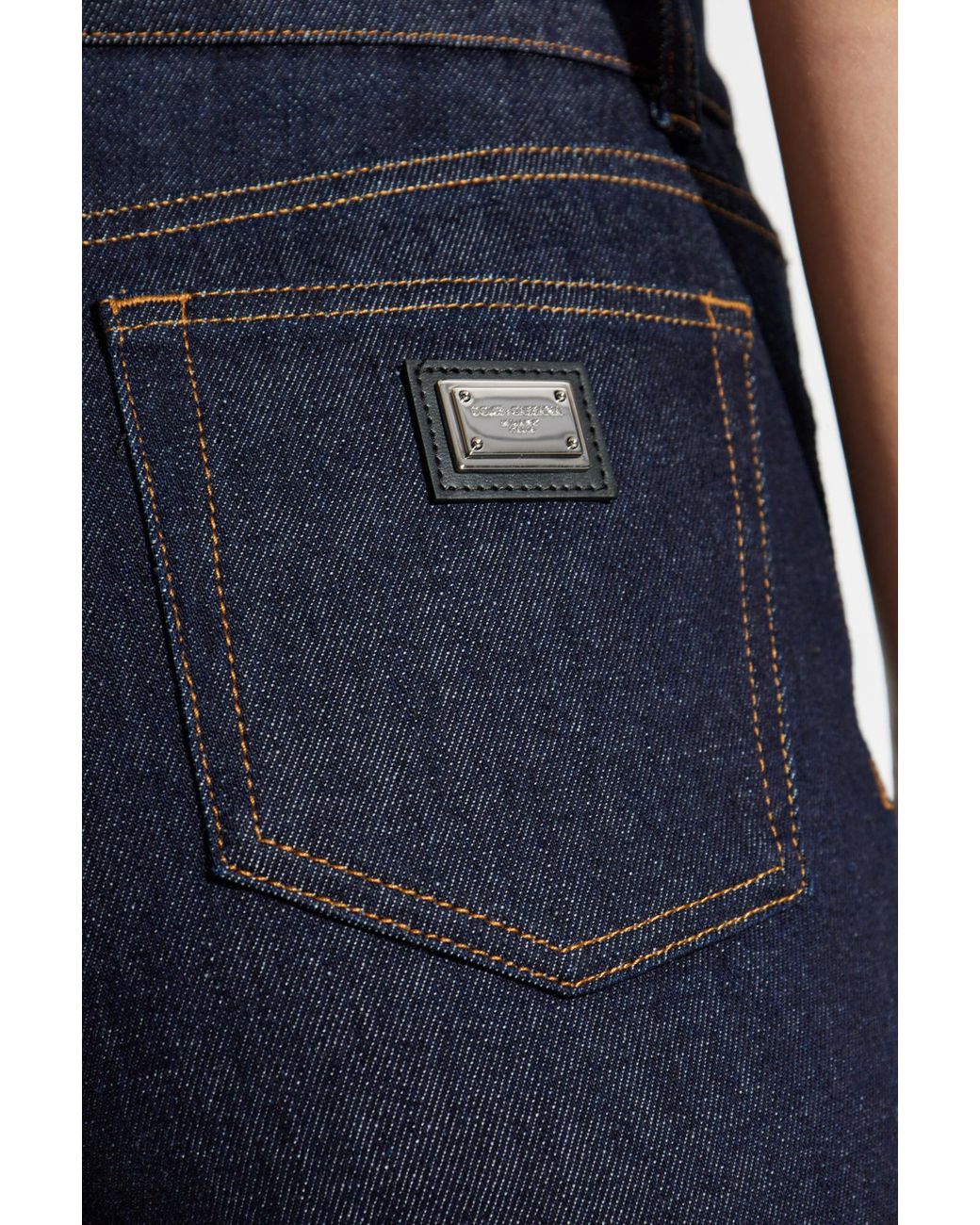 Dolce & Gabbana Blue Logo Plaque Skinny Jeans