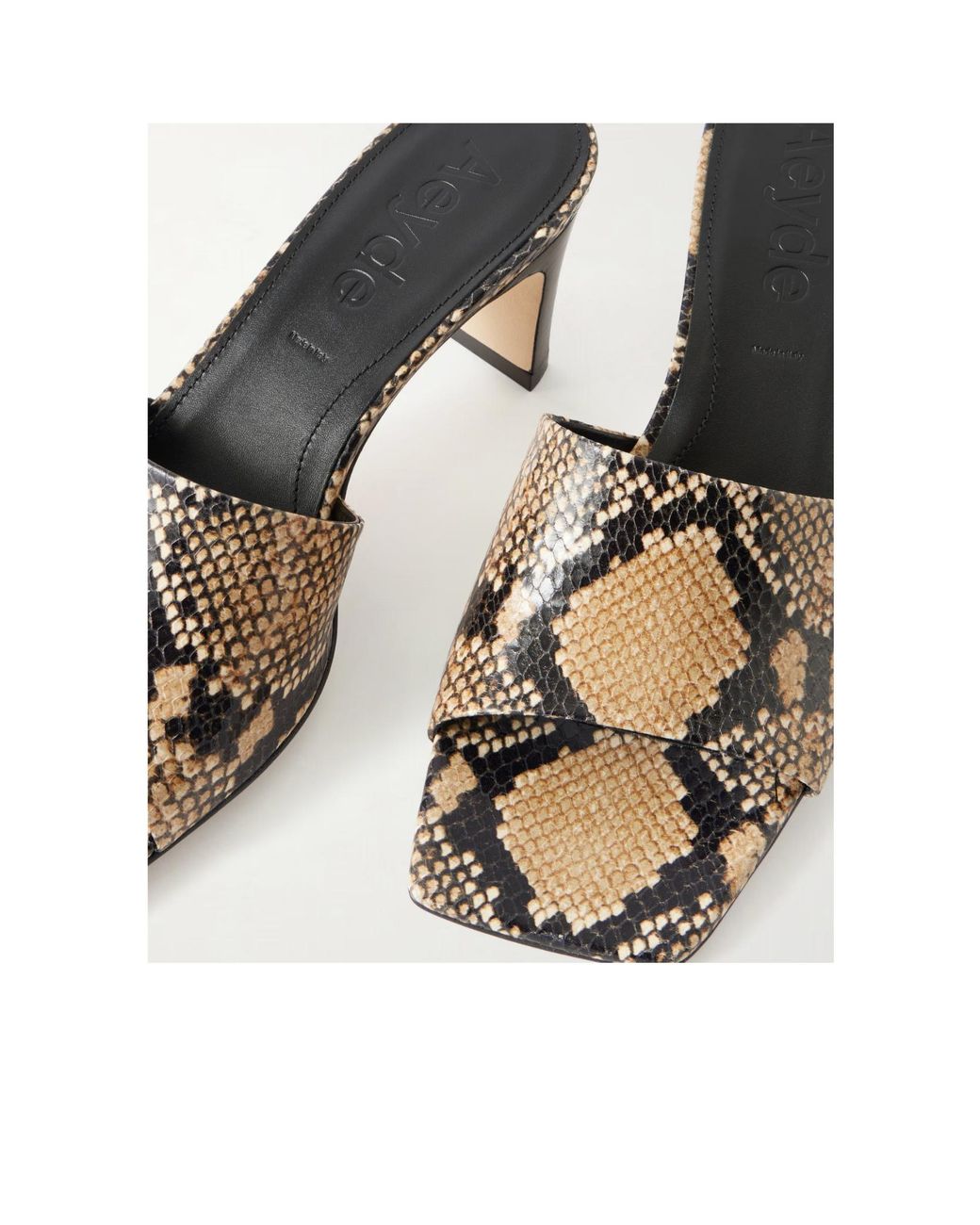 Aeyde Brown Snake-Effect Leather Sandals