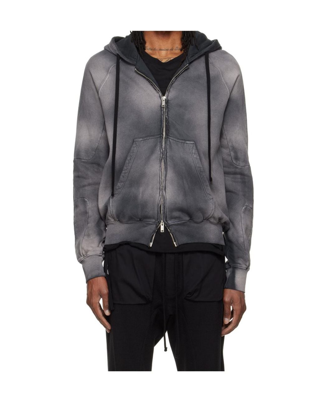 Thom Krom Gray Washed Gradient Zip-Up Hoodie for men