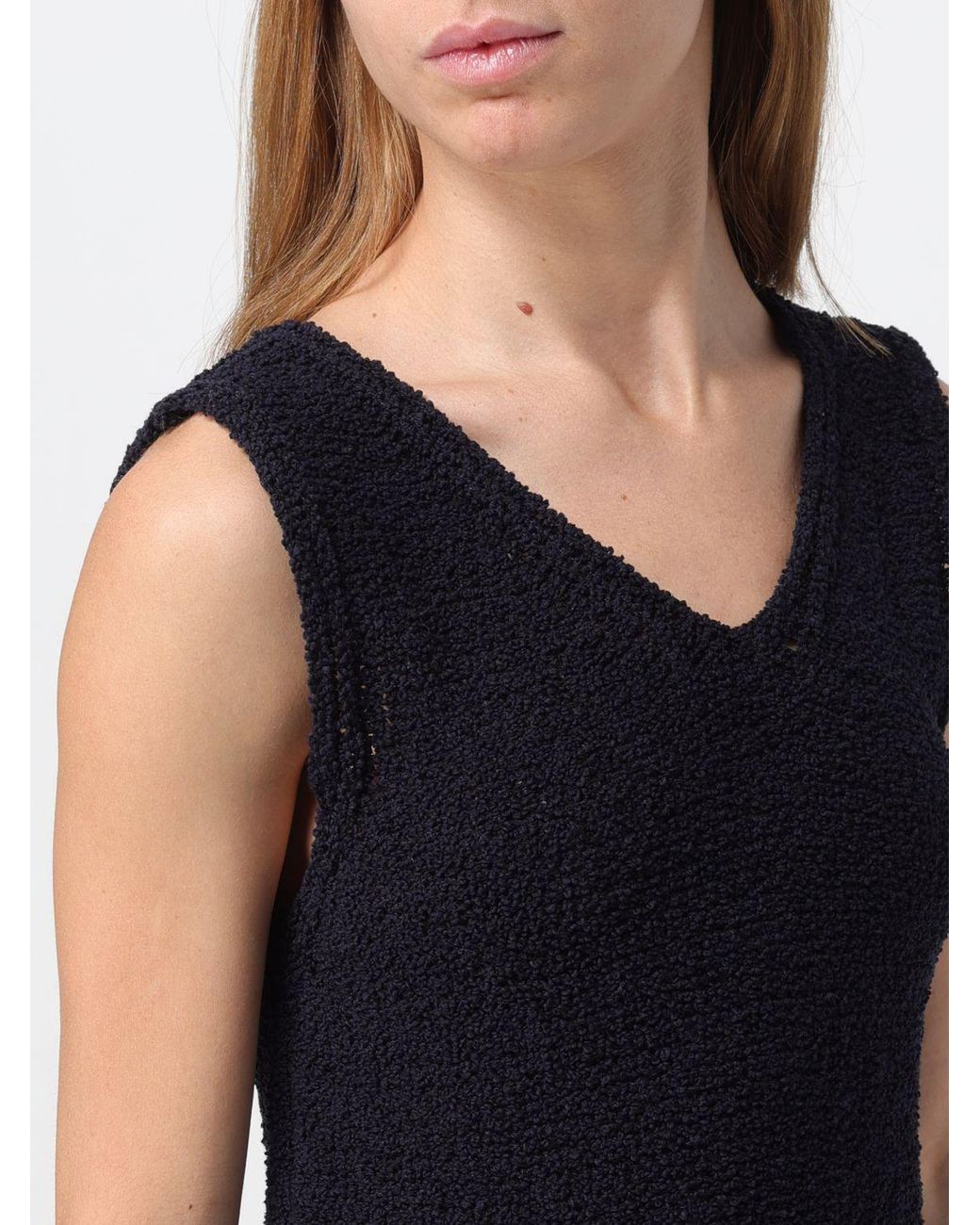 Fabiana Filippi Black V-Collar Imitation Lambskin Vest