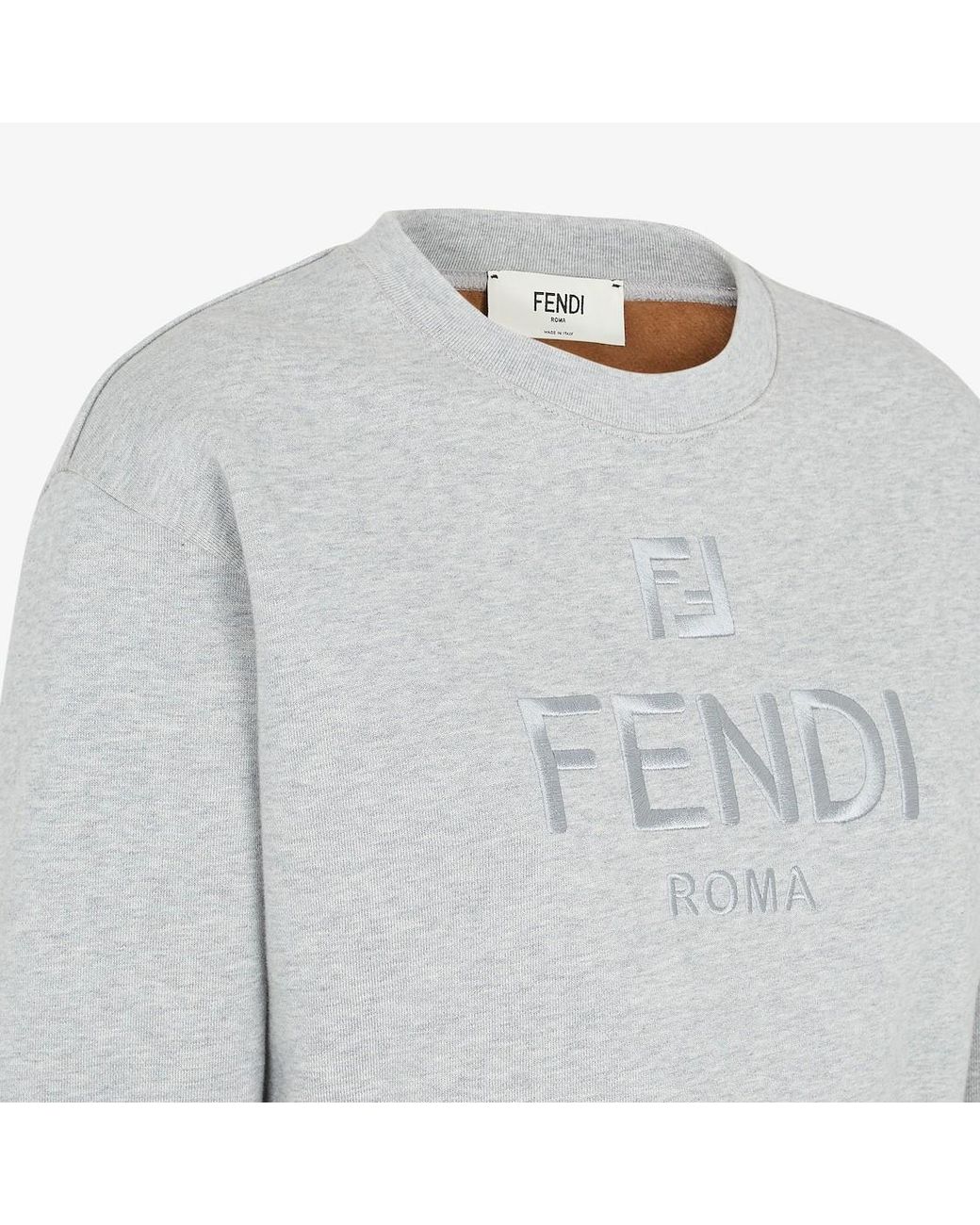 Fendi Gray Logo Embroidered Crewneck Sweatshirt