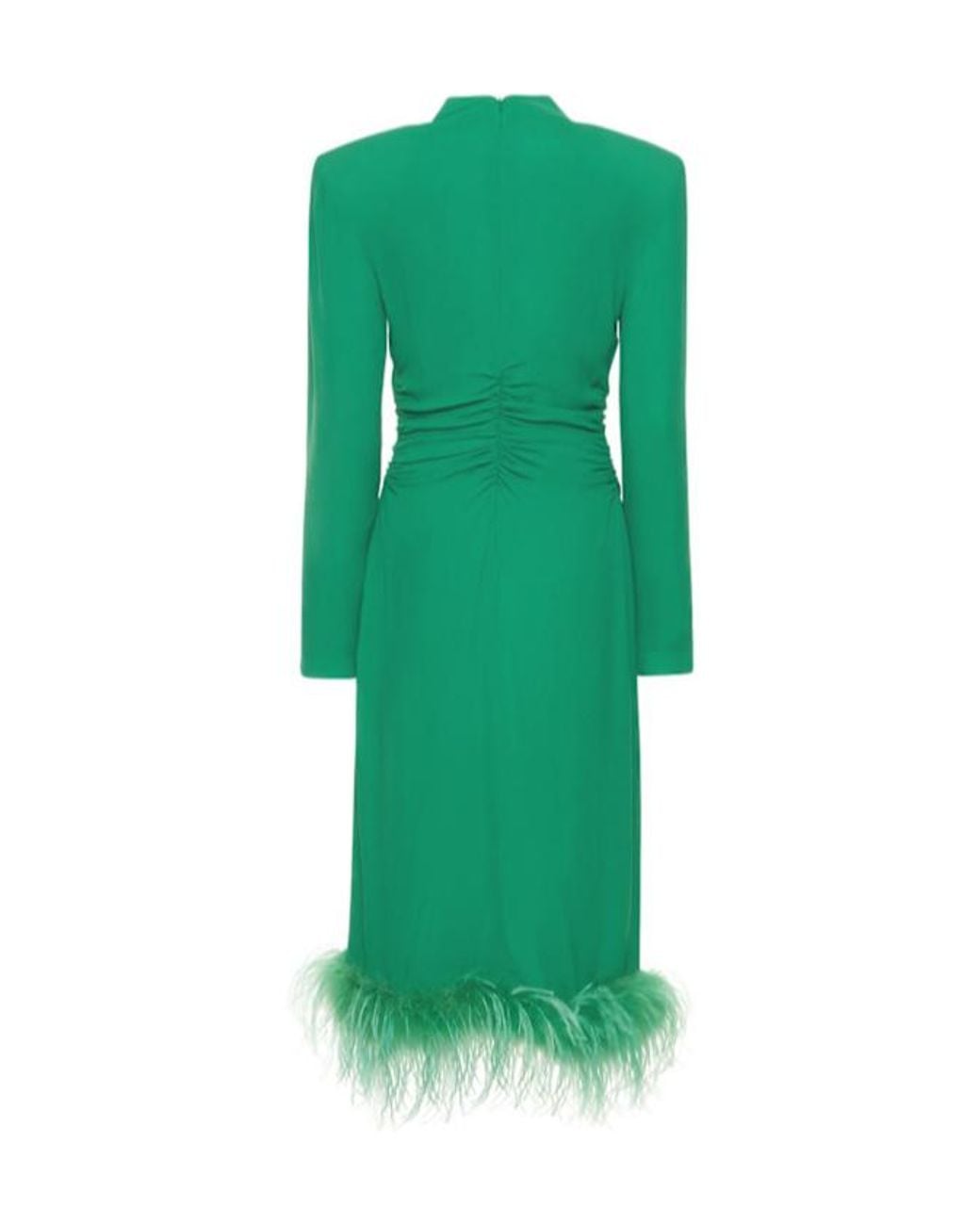 GIUSEPPE DI MORABITO Green Viscose Midi Dress W/ Feathers