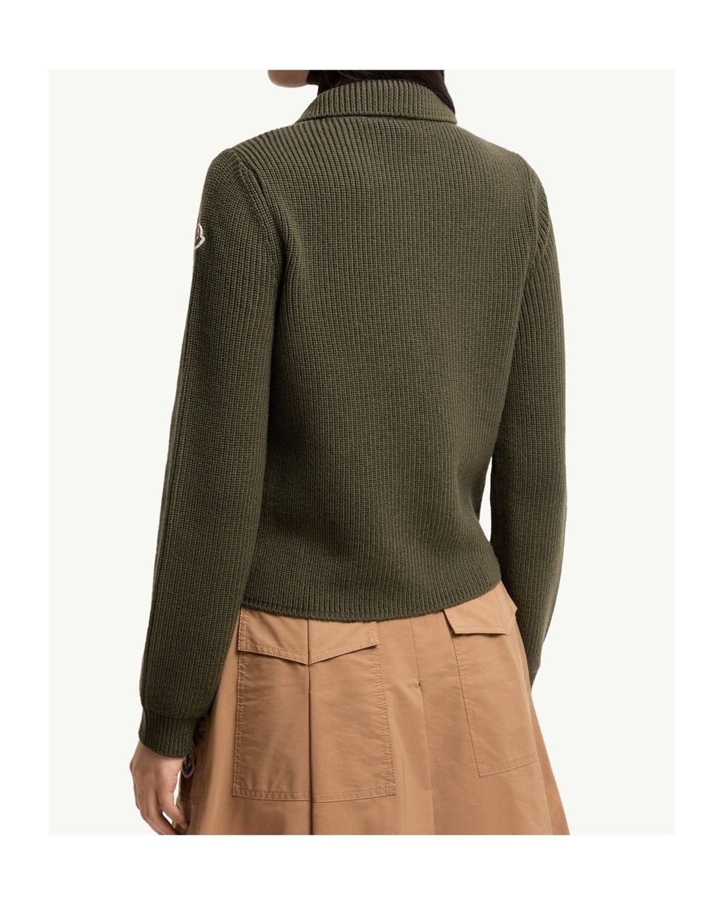 Moncler Green Diamond Quilted Padded Wool Cardigan