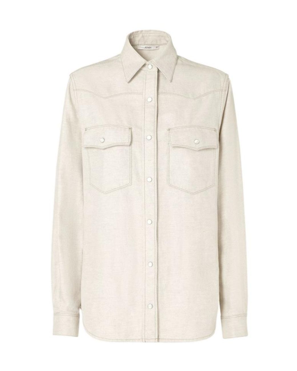 Fendi White Selleria Western Denim Shirt