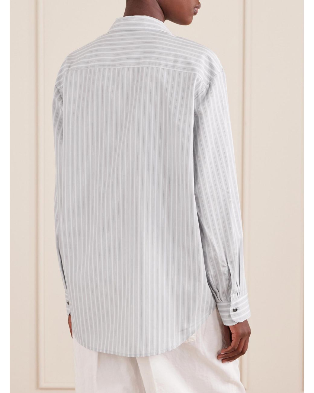 Leset White Striped Cotton-Blend Shirt