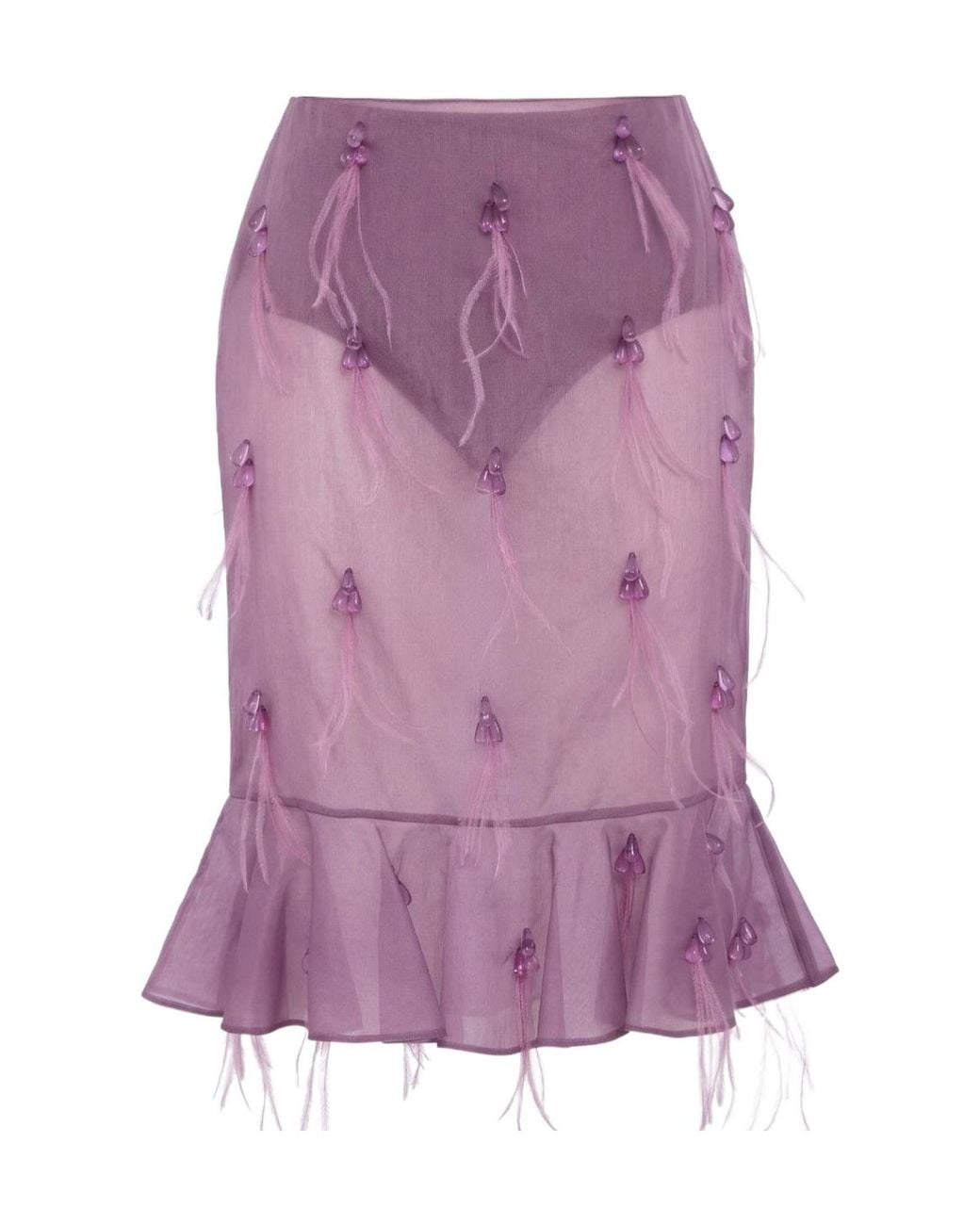 GIUSEPPE DI MORABITO Purple Skirt With Fringe Details
