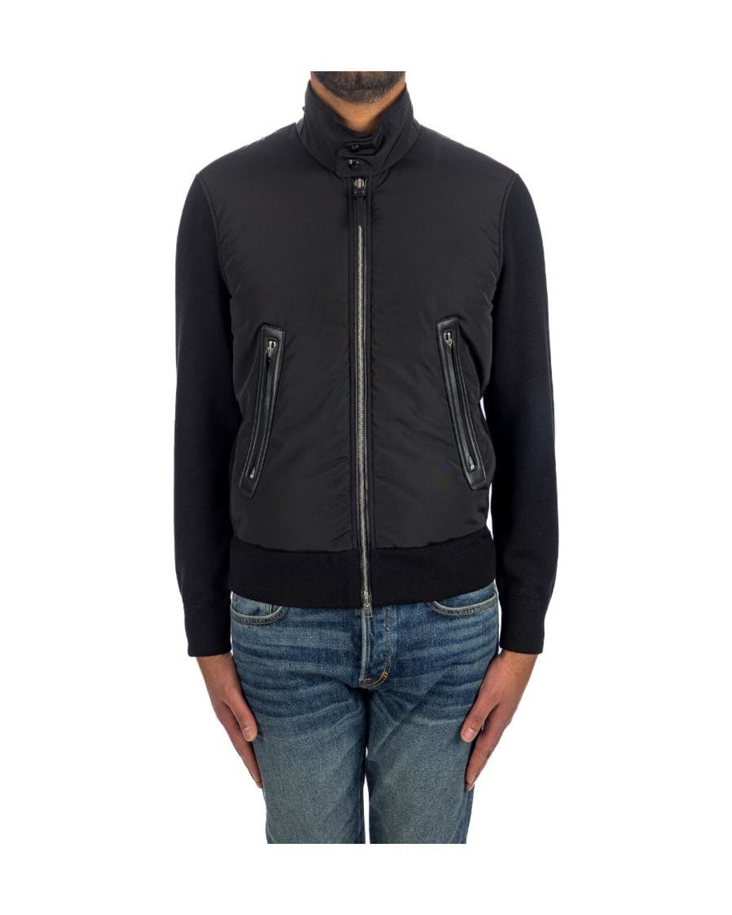 Tom Ford Blue Long-Sleeved Zipper Jacket for men