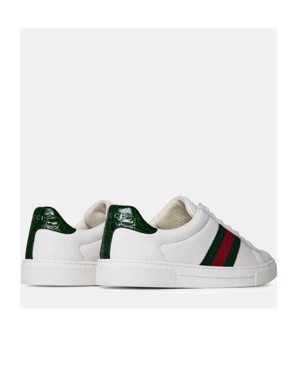 Gucci White Ace Web Canvas Trainers