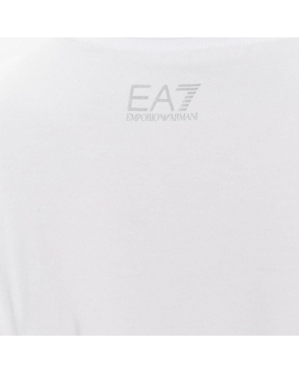 EA7 White Solid Cotton-Modal T-Shirt