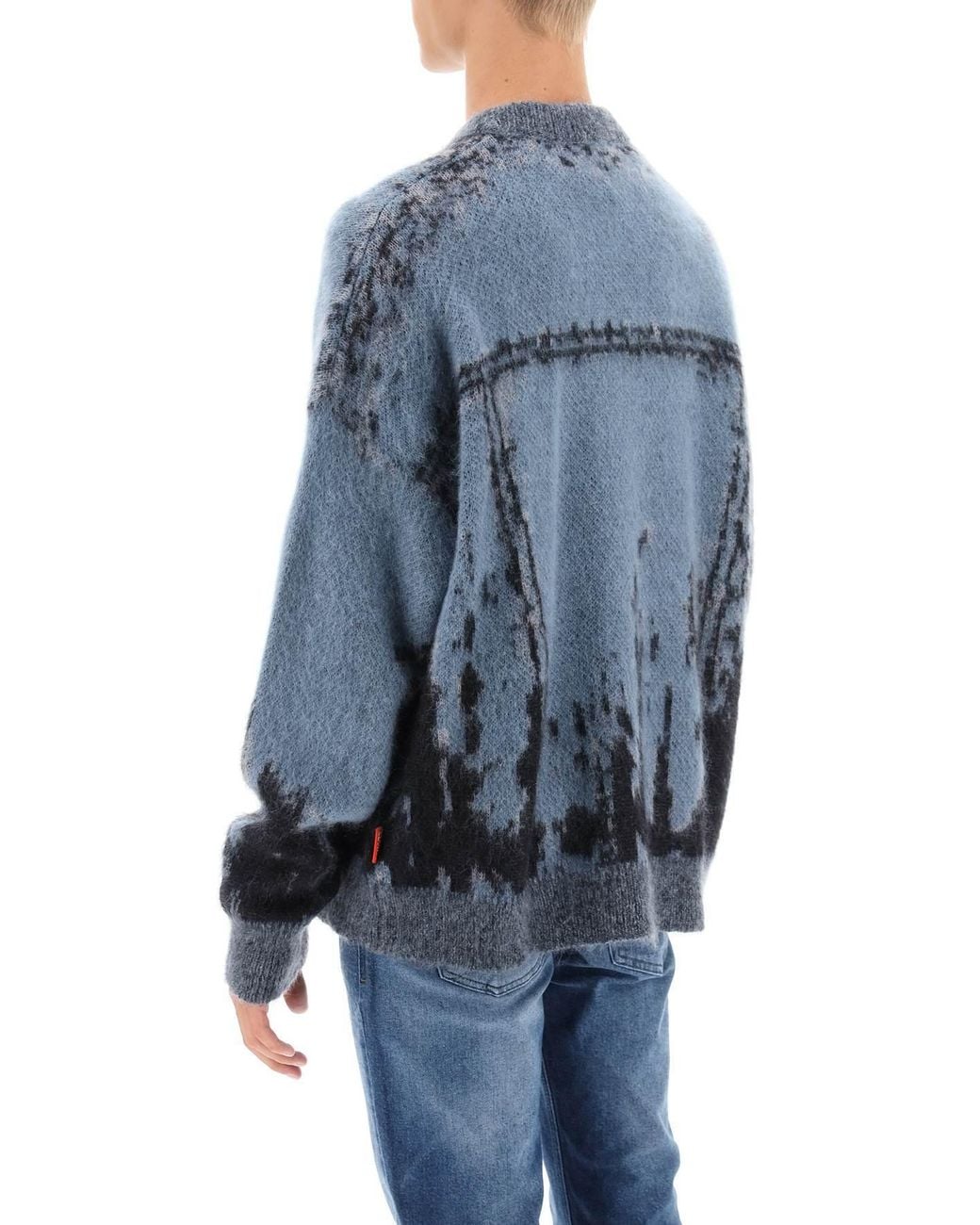DIESEL Blue K-Patmos Crewneck Long-Sleeved Sweatshirt for men