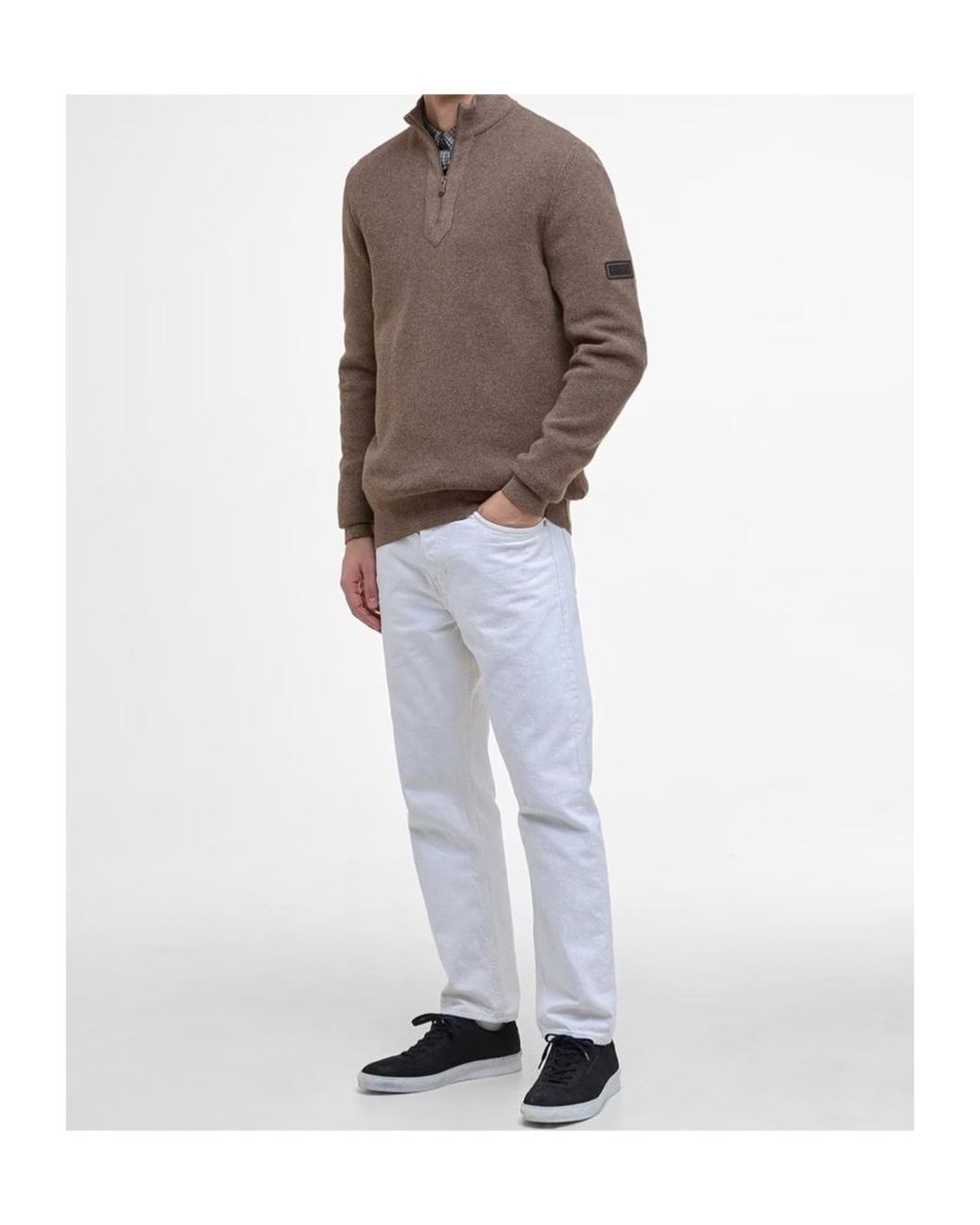 Barbour Brown Crawley Half Zip Jumper for men