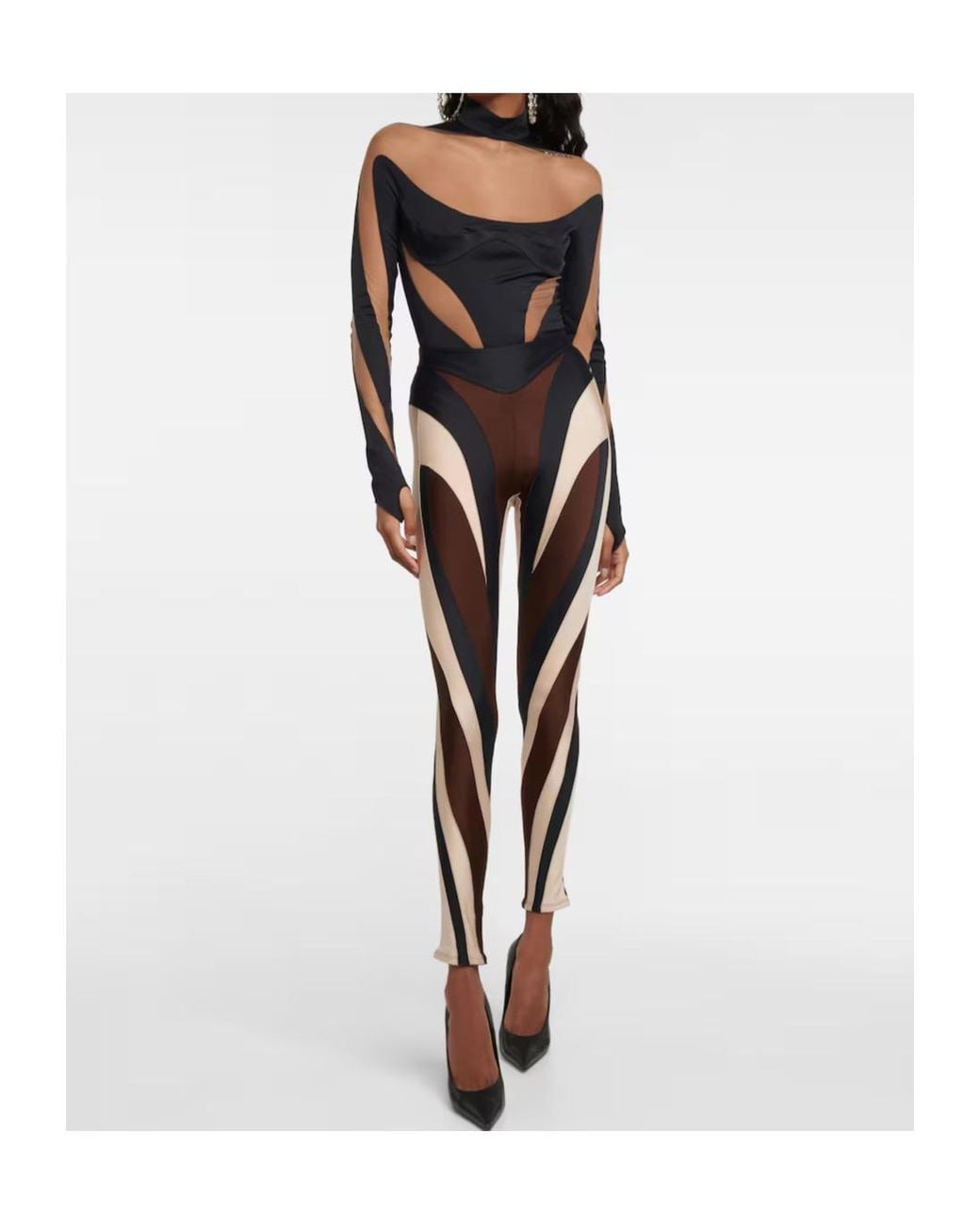 Mugler Black Sewn Long-Sleeve Jumpsuit