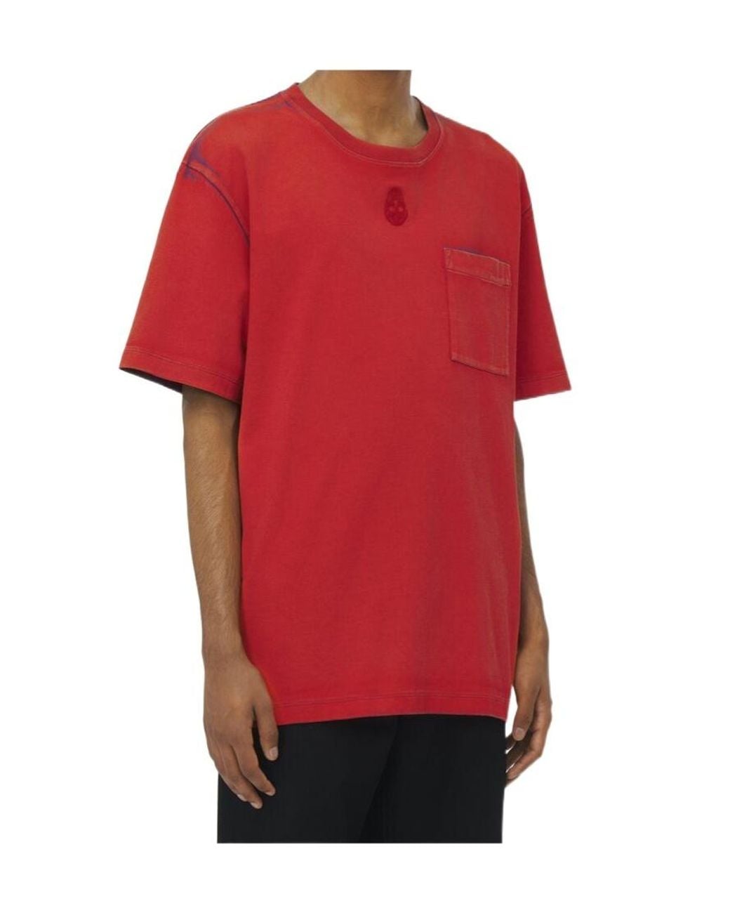 McQueen Skull Embroidered Two-Toned T-Shirt for men