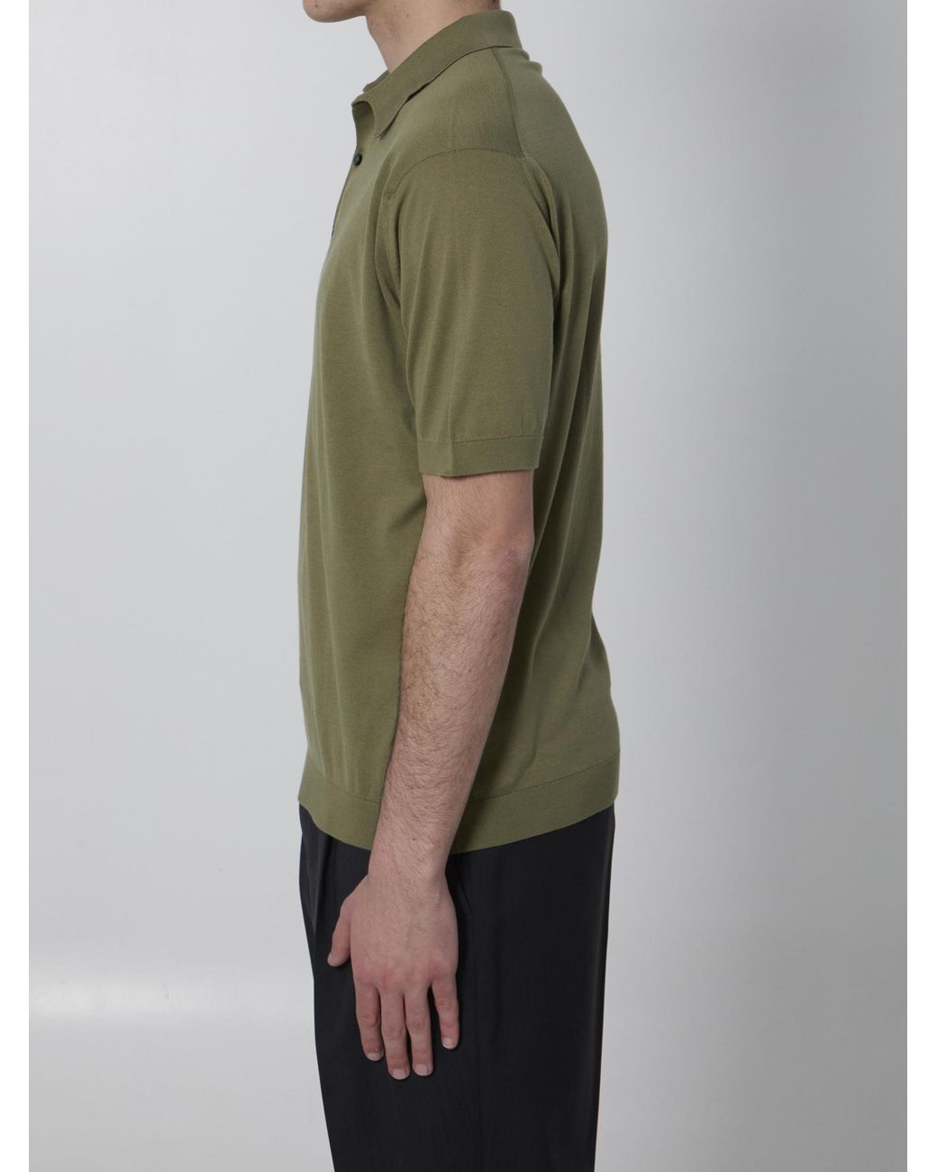 John Smedley Green Adrian Spread-Collar Polo Shirt for men