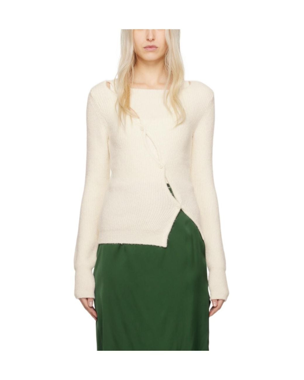 Jacquemus Green La Maille Pau Long-Sleeved Knitted Cardigan