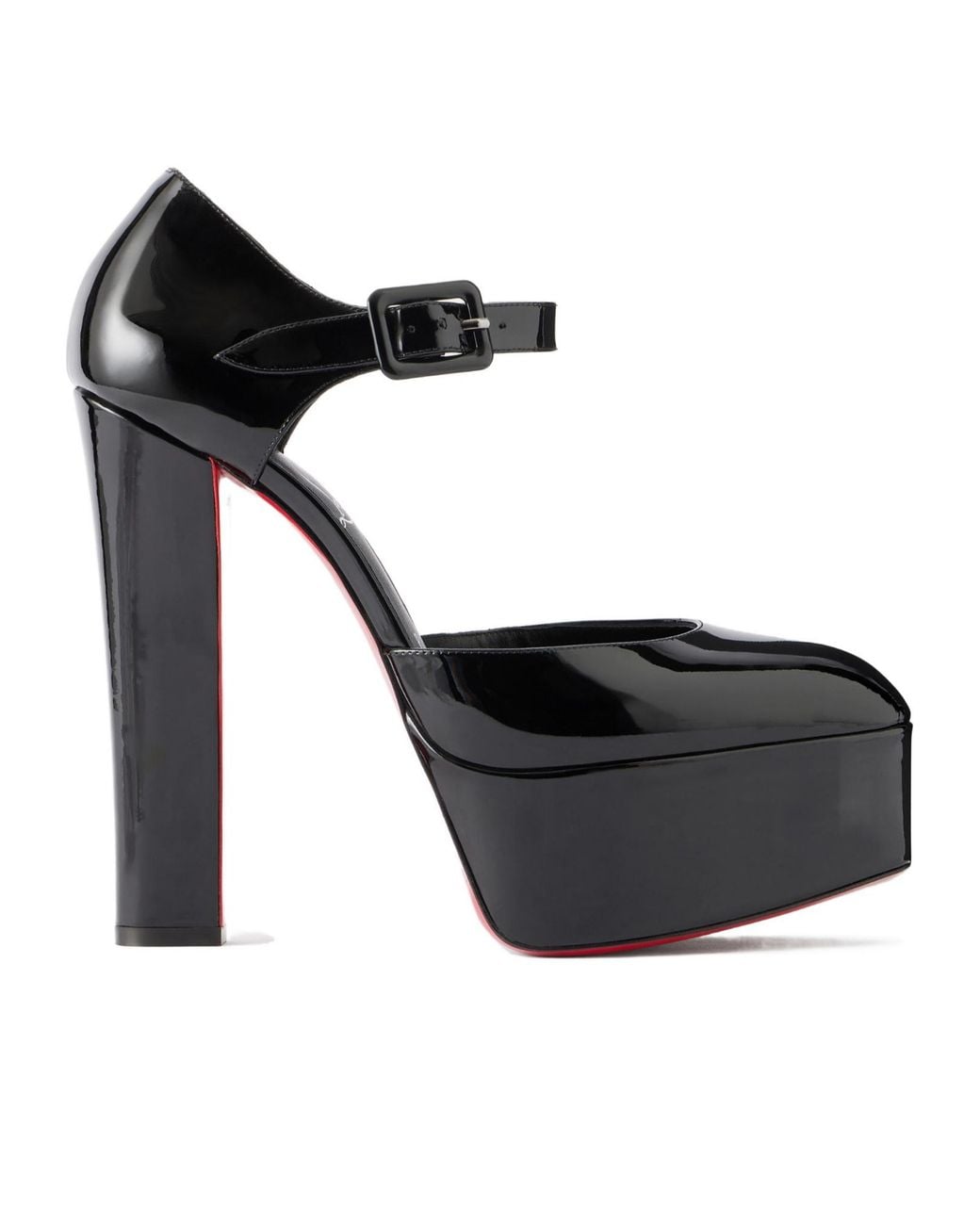 Christian Louboutin Black Patent-Leather Mary Jane Pumps