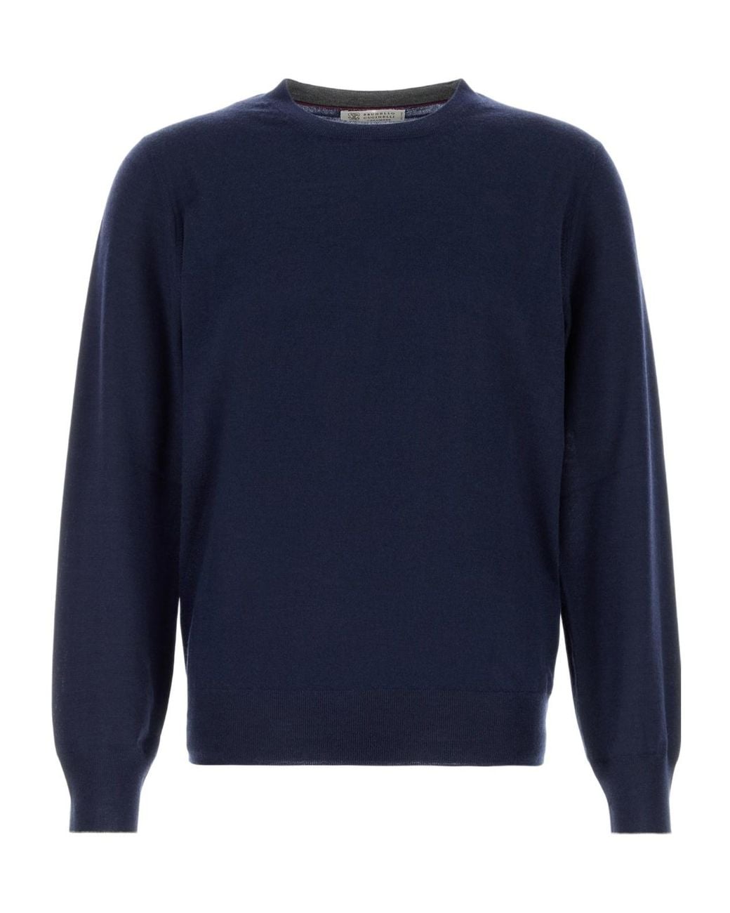 Brunello Cucinelli Blue Crewneck Knitted Sweater for men