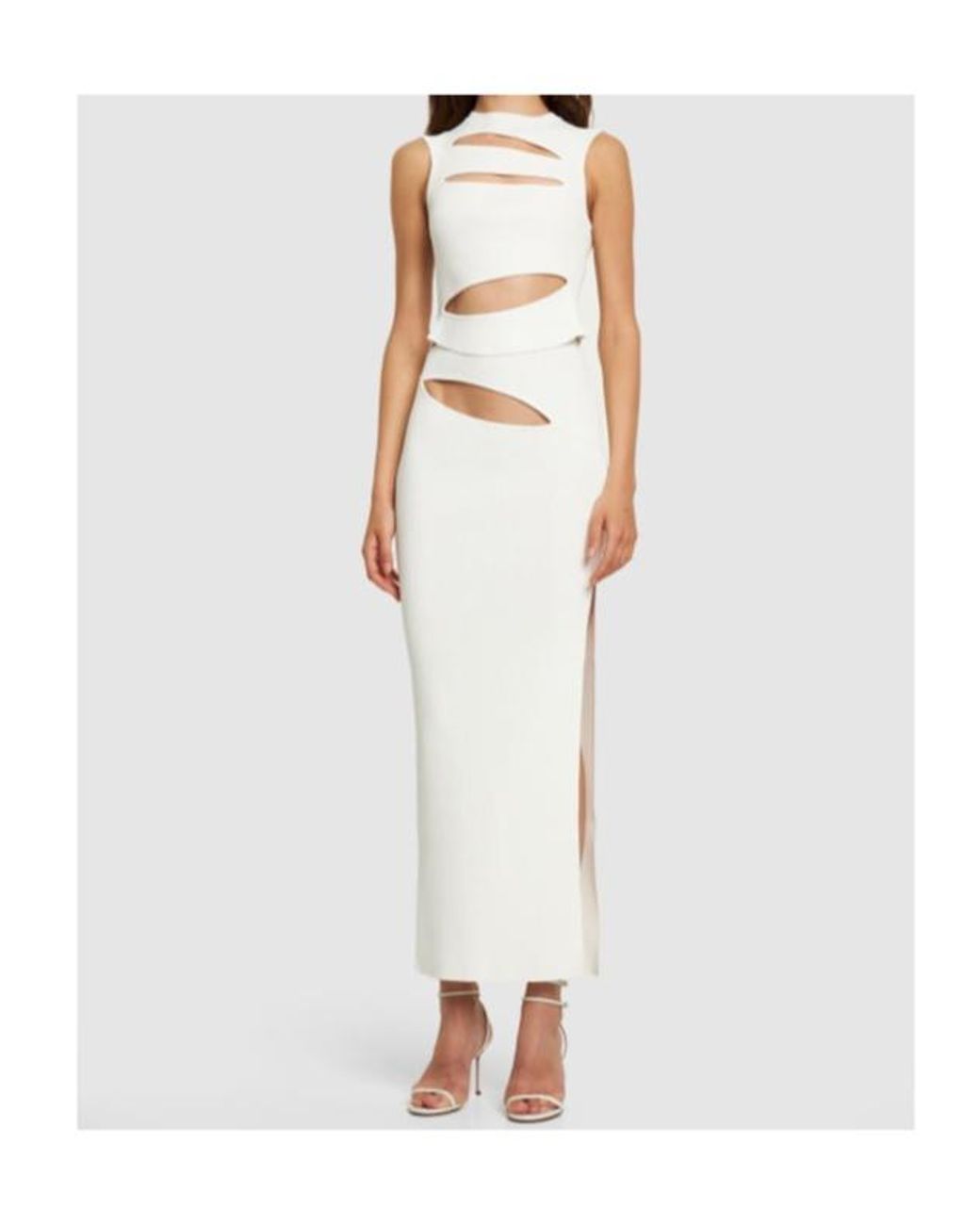 Christopher Esber White Slash Cut Out Knit High Waist Long Skirt