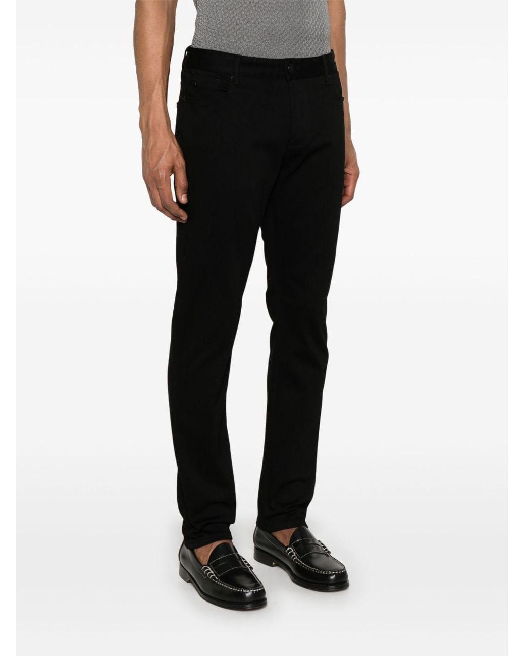 Emporio Armani Black Button Detailed Skinny Jeans for men