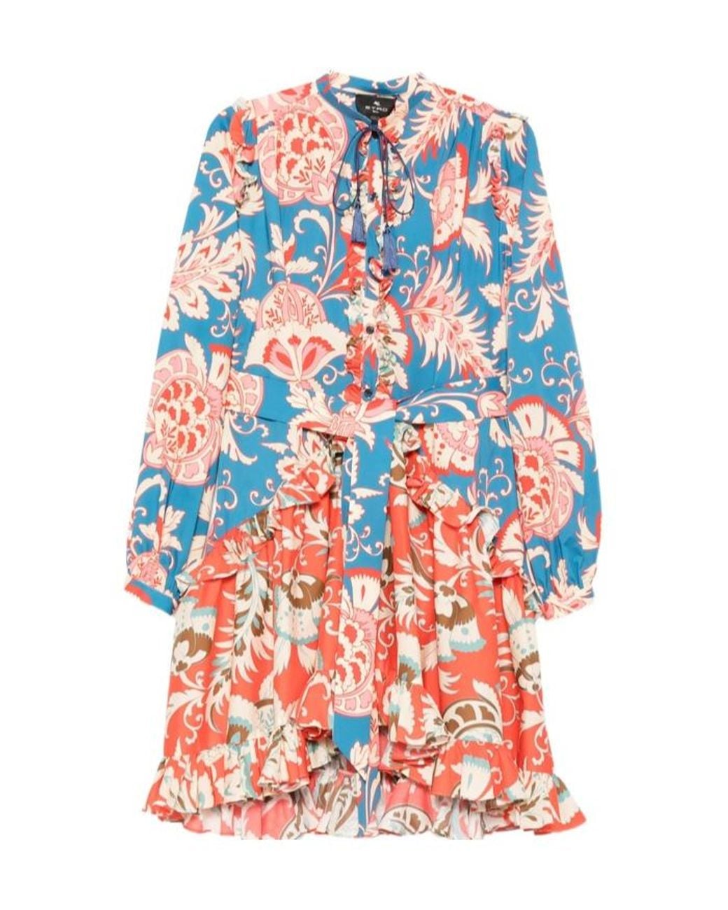 Etro Multicolor Floral Ruffled Mini Dress