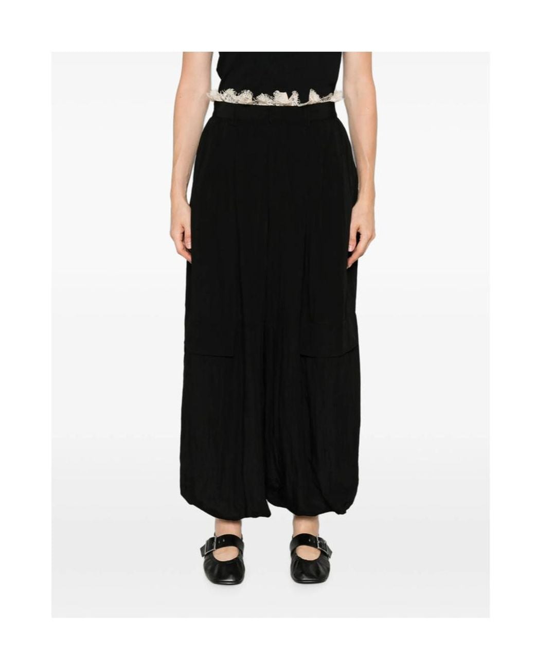 Sea Black Lace-Trimmed Trousers