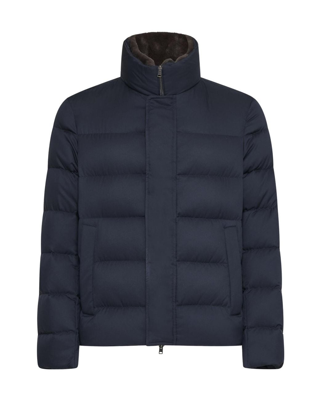 Herno Blue High-Neck Down Jacket for men