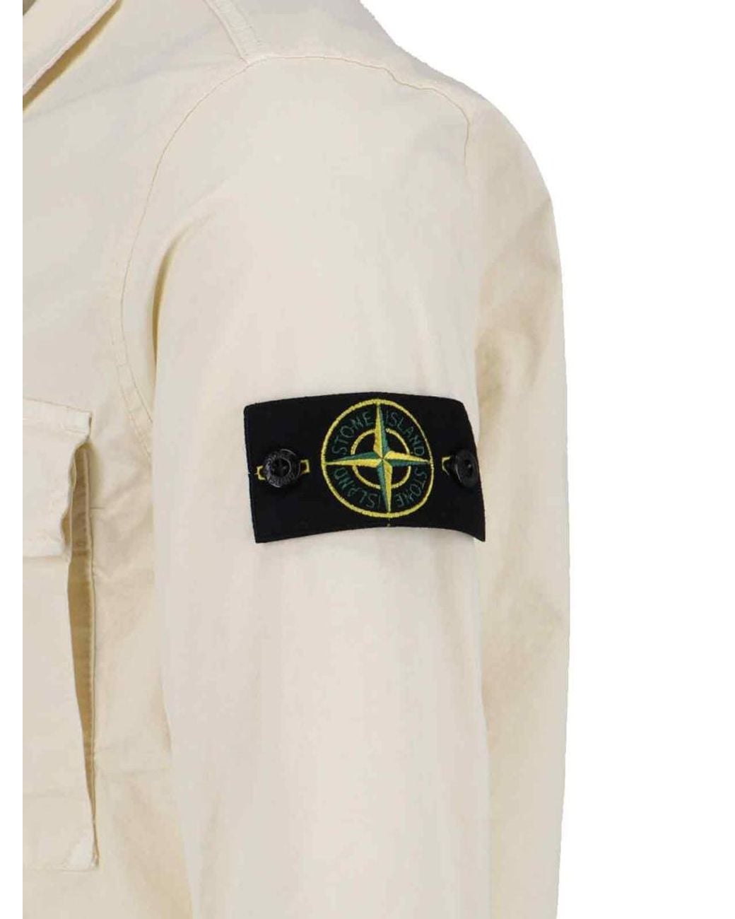 Stone Island White Compass Badge Overshirt for men