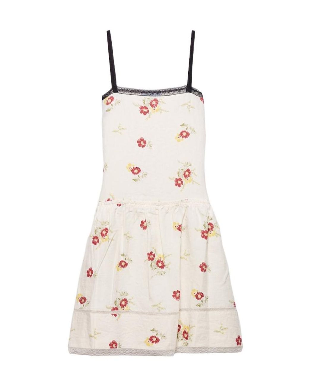 Prada Natural Embroidered Linen Mini-Dress With Floral Motif