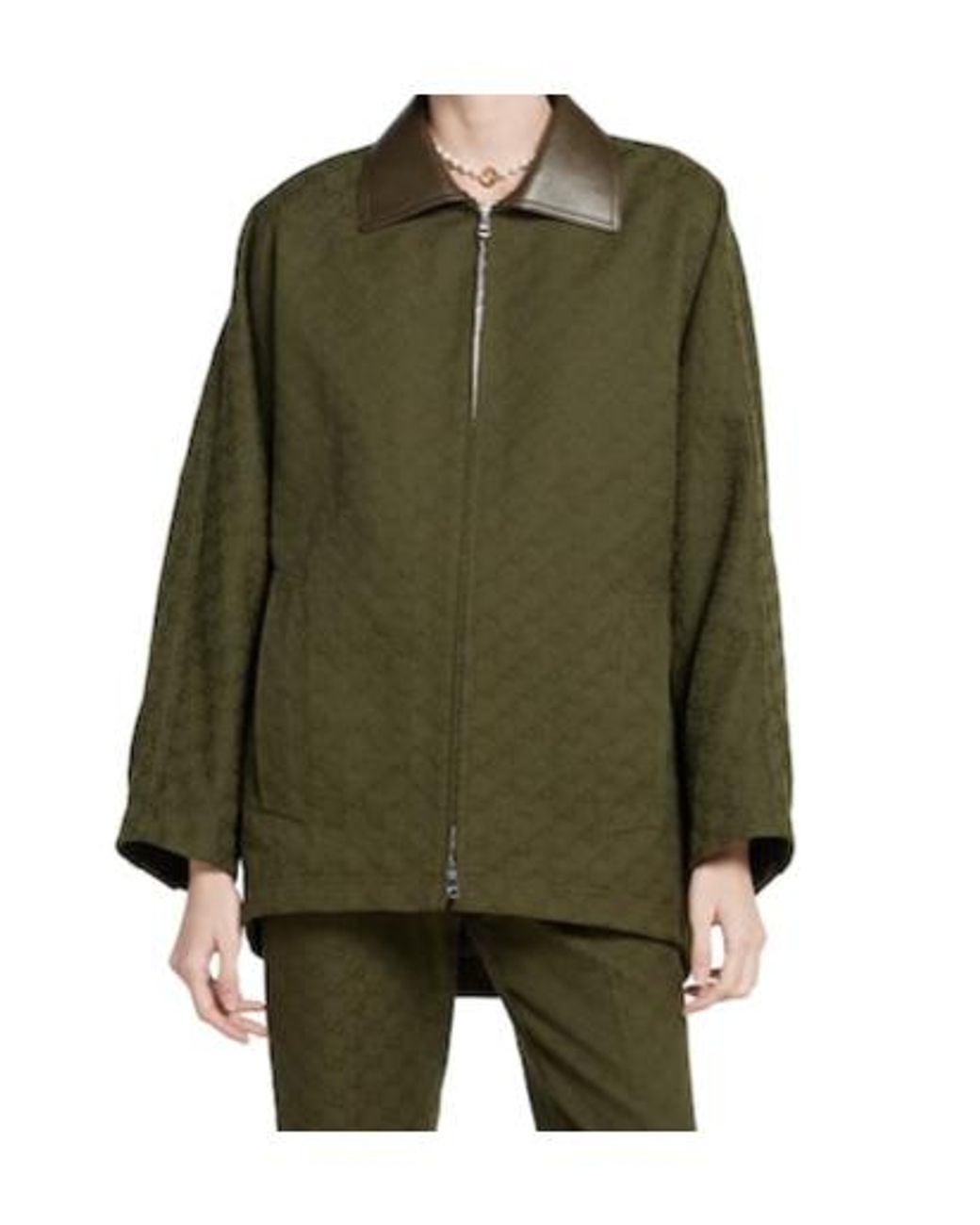 Gucci Green Monogrammed Zip-Up Coat