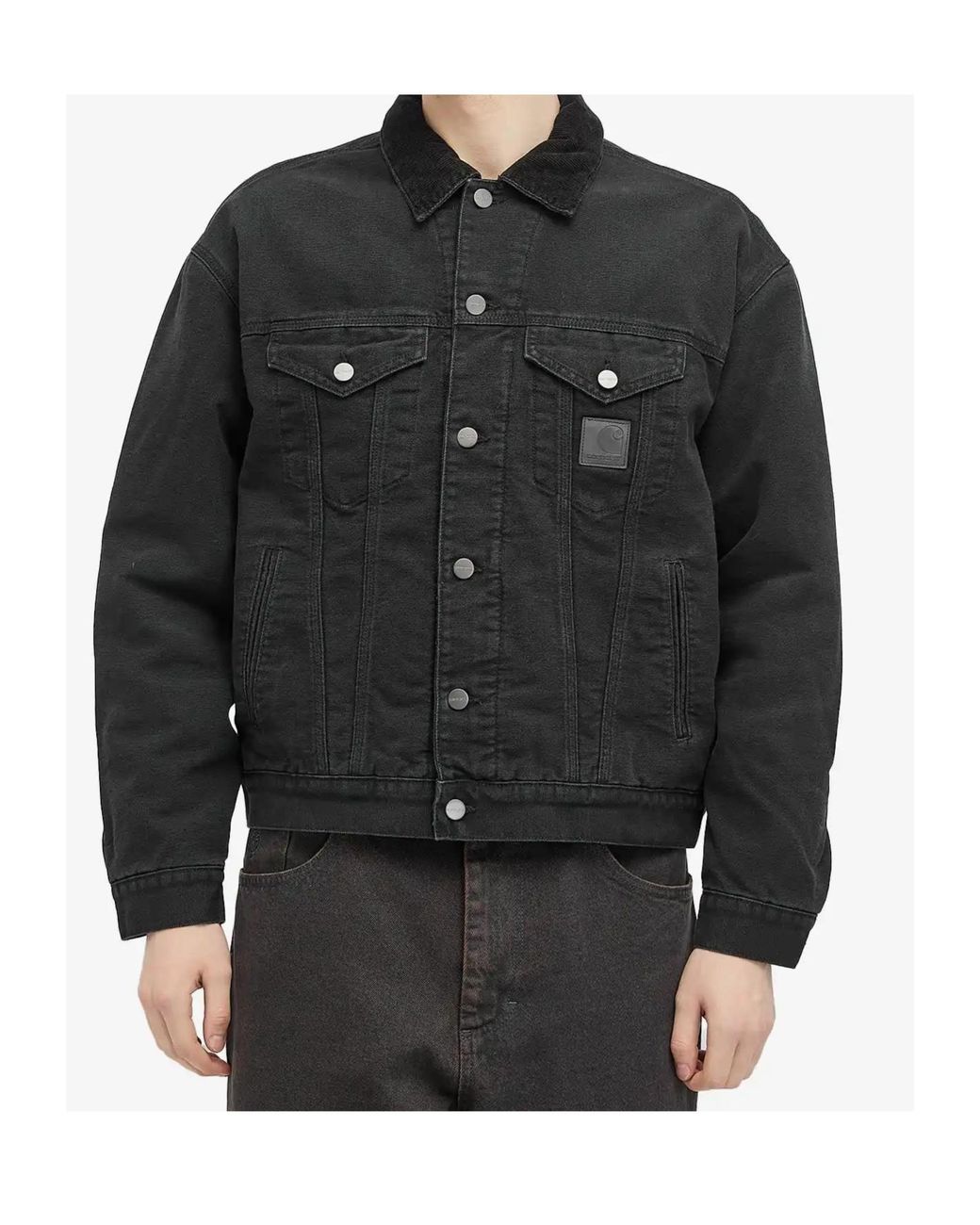 Carhartt Black Corduroy-Collar Denim Jacket for men