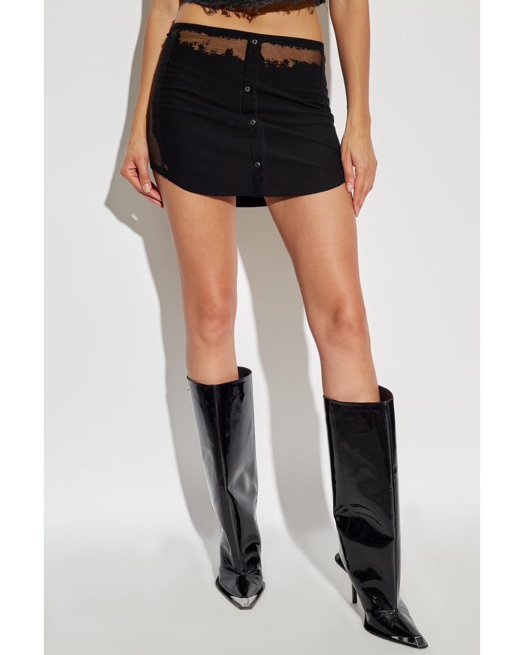 DIESEL Black O-Malvy Curved Hem Mini Skirt