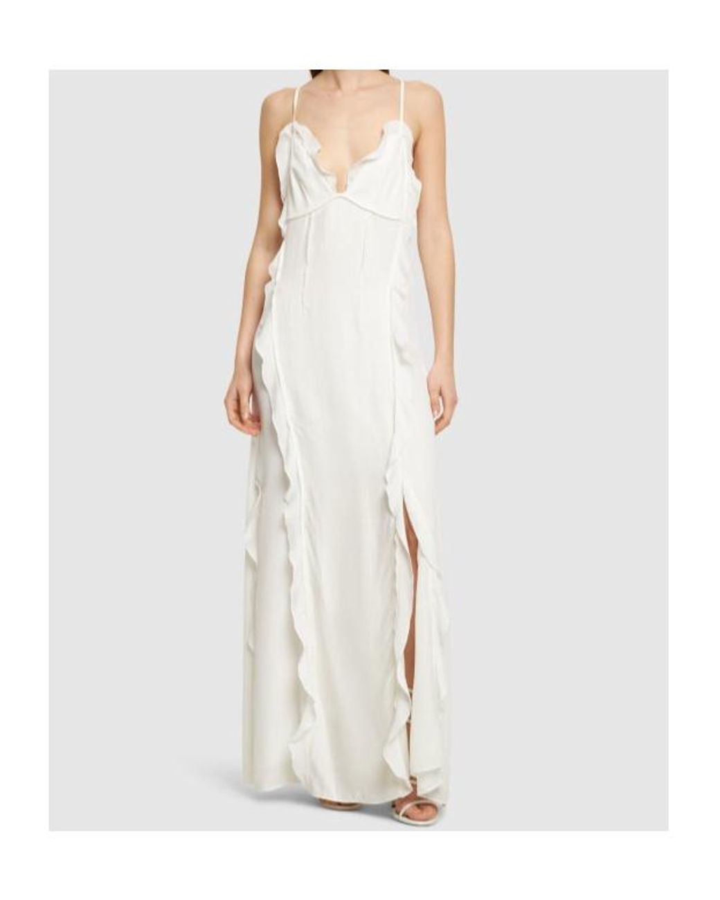 Jonathan Simkhai White Emily Pleated Maxi Slip Dress
