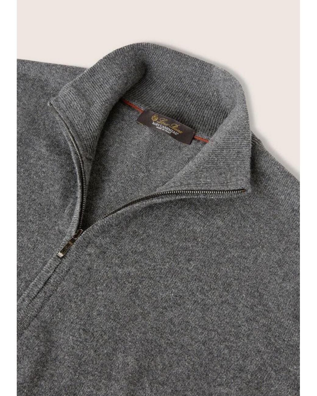 Loro Piana Gray Zipper Cashmere Sweater for men