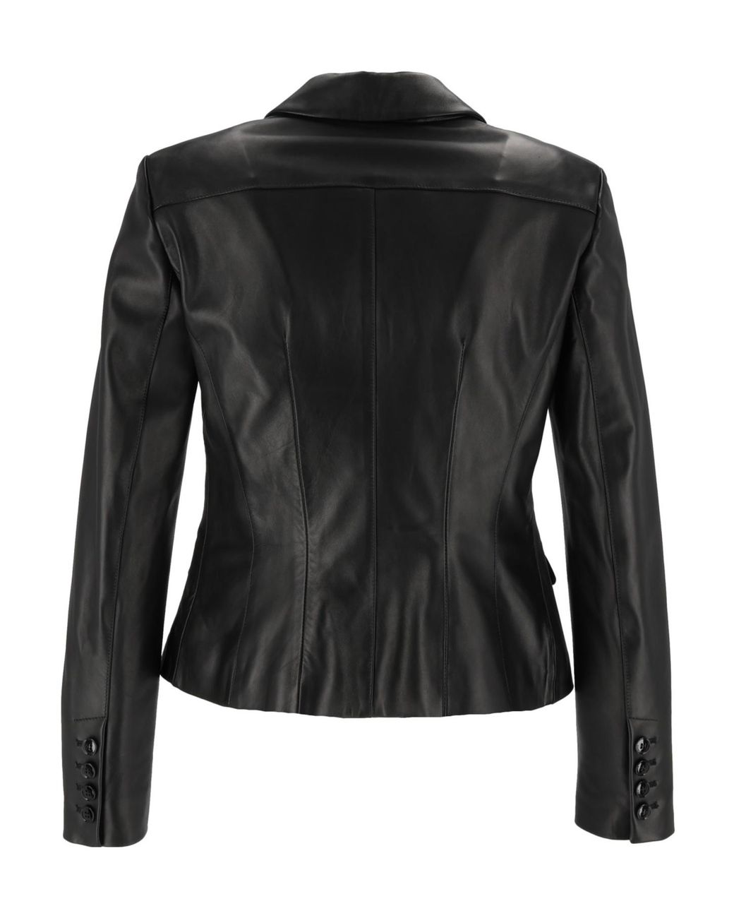 Elisabetta Franchi Black Logo Detailed Leather Jacket