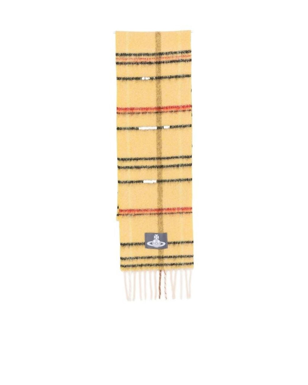 Vivienne Westwood Metallic Check-Pattern Fringed Scarf