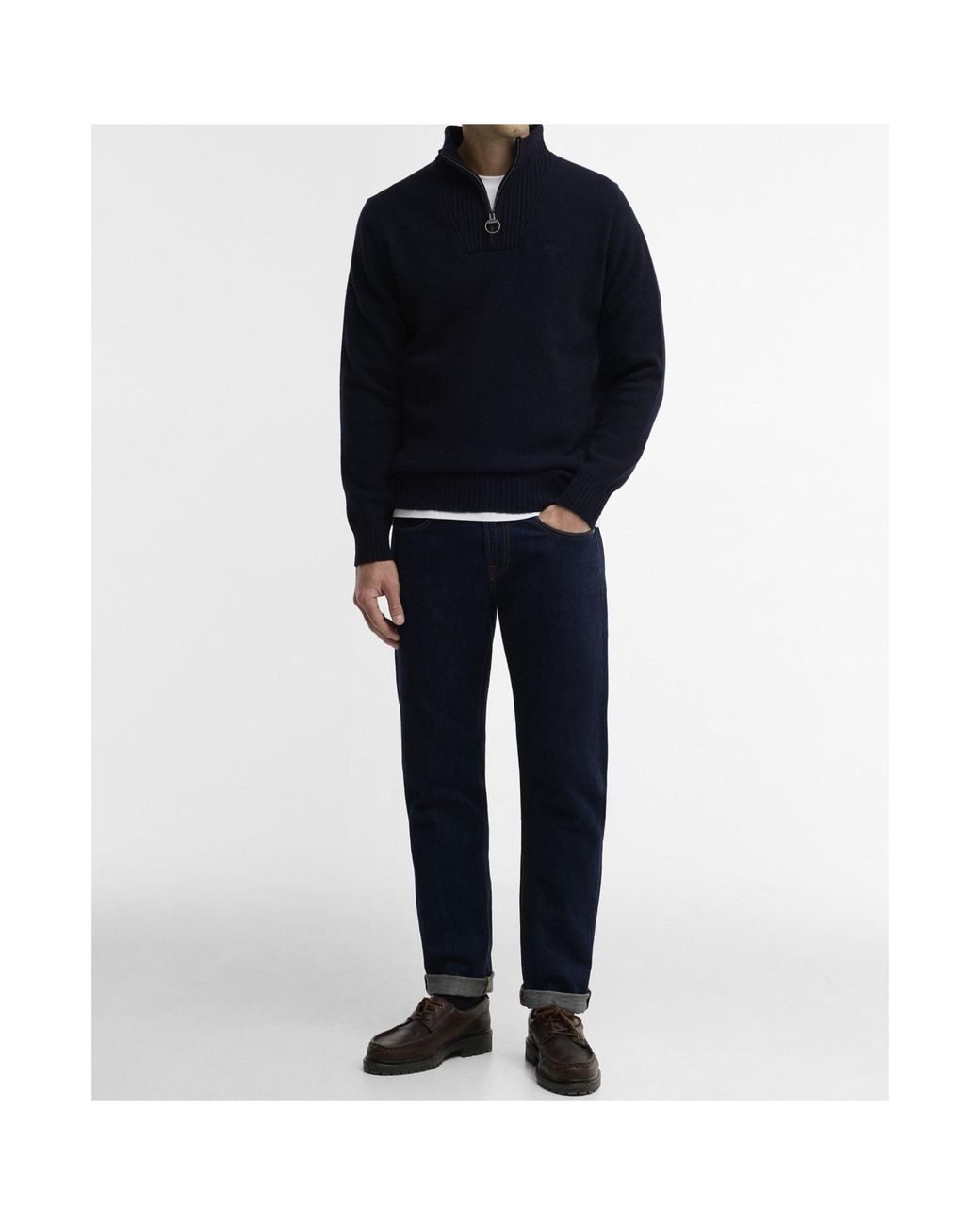 Barbour Blue Half-Zip Mock Neck Knit Sweater for men