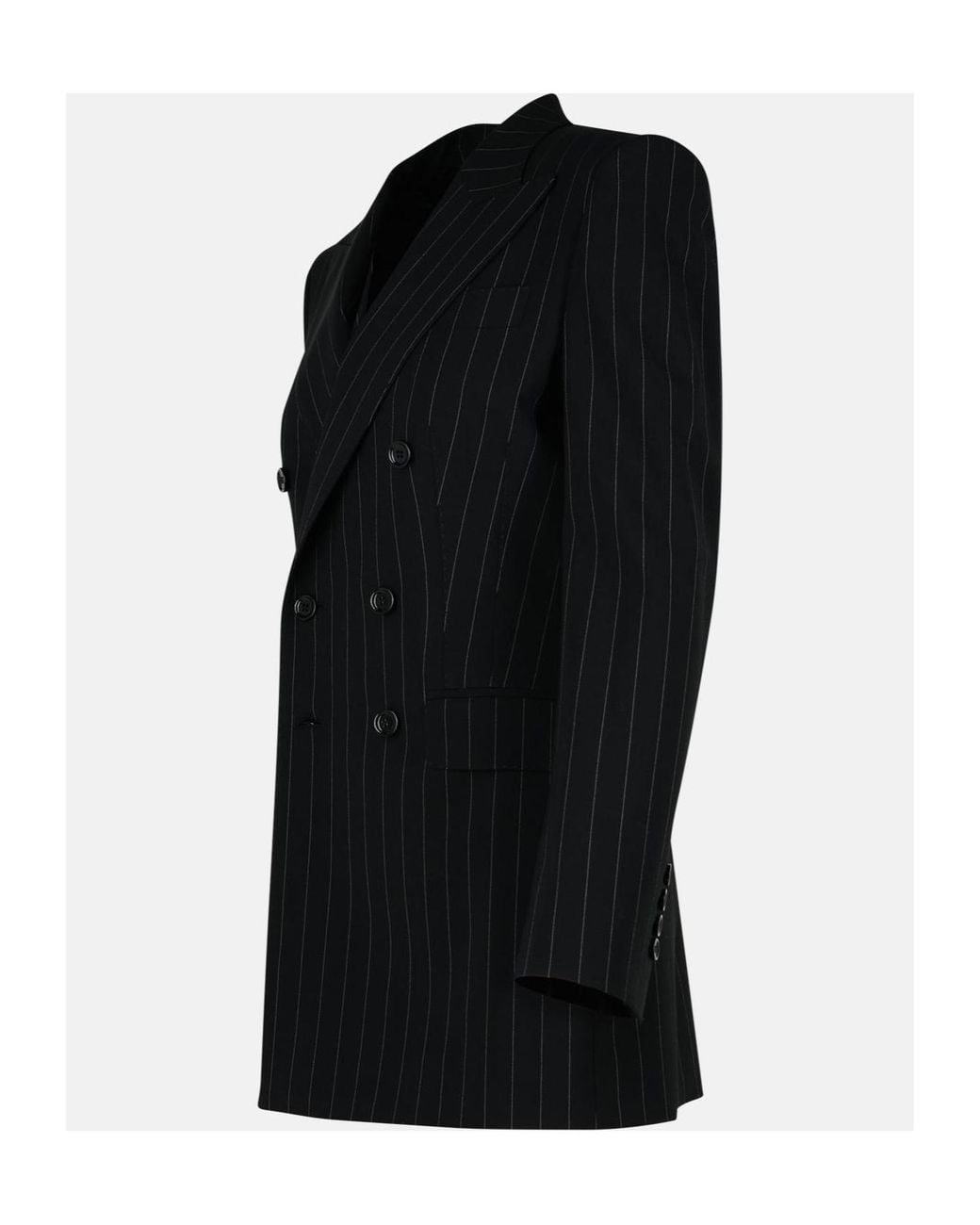 Dolce & Gabbana Black Double-Breasted Pinstriped Blazer