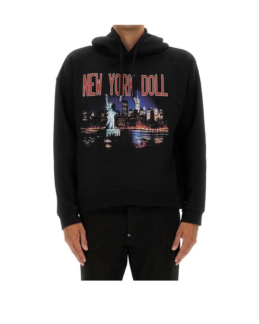 DSquared² Black Graphic Printed Drawstring Hoodie for men