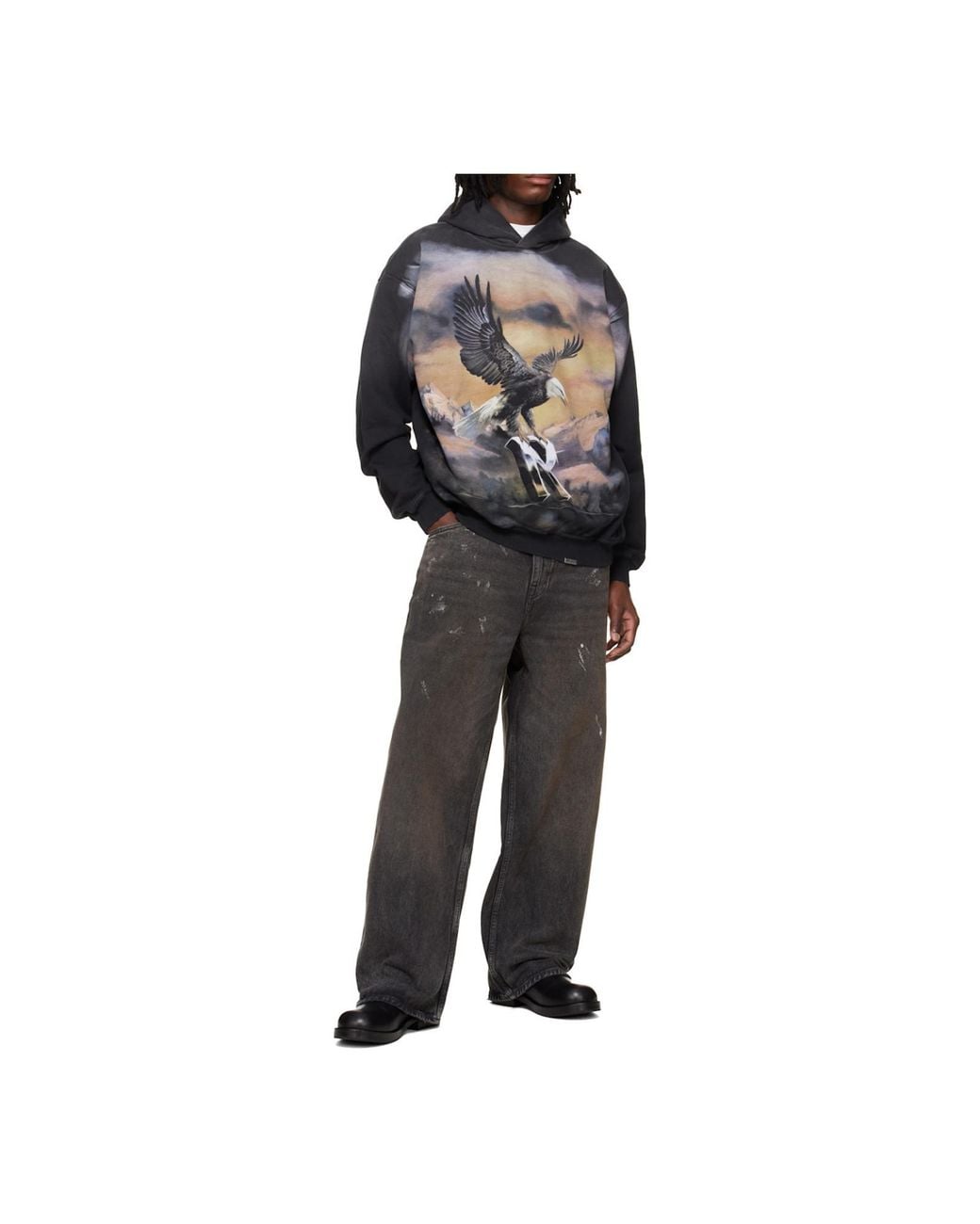 Represent Blue Maxi Printed Hoodie for men