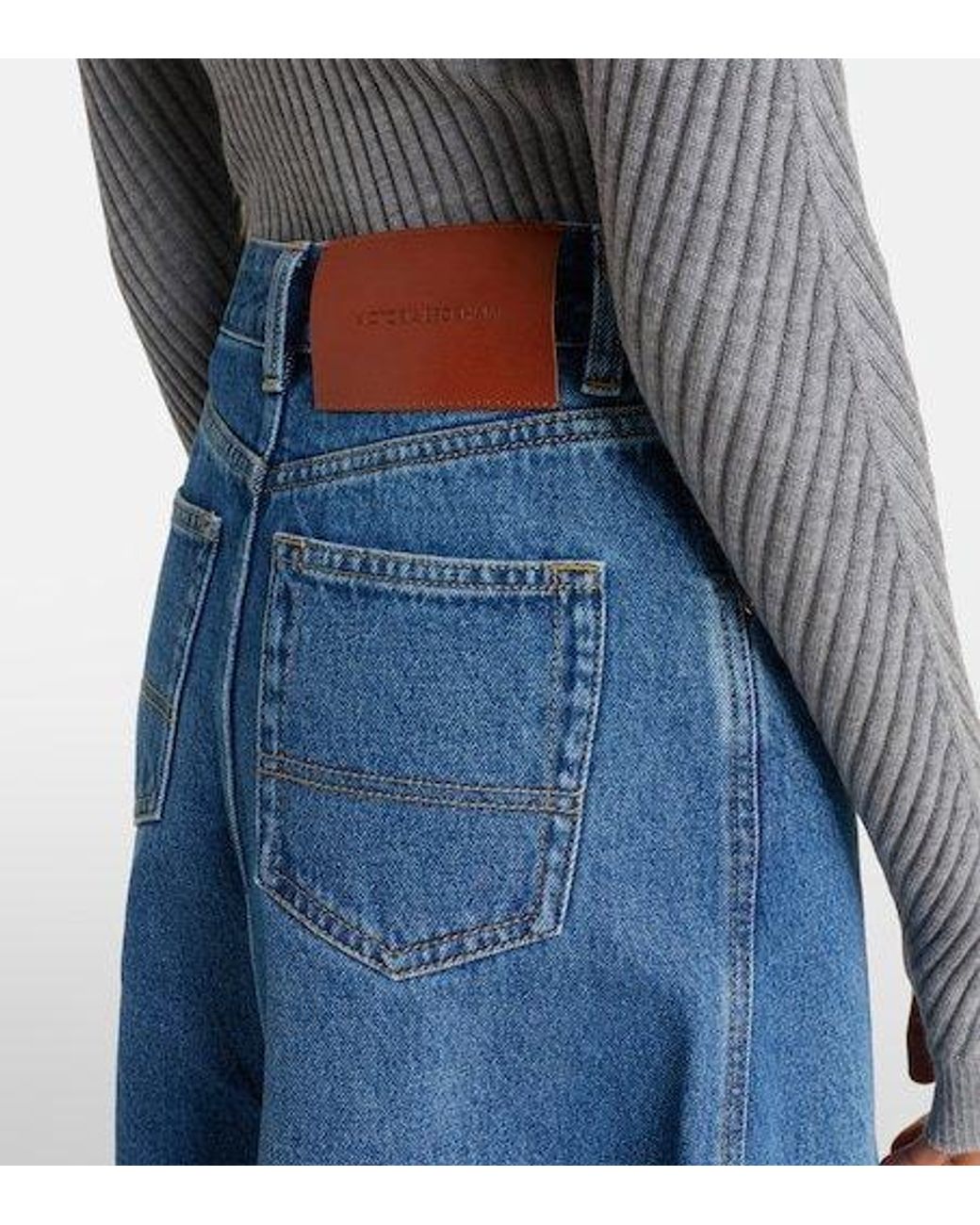 Victoria Beckham Blue Asymmetric Denim Midi Skirt