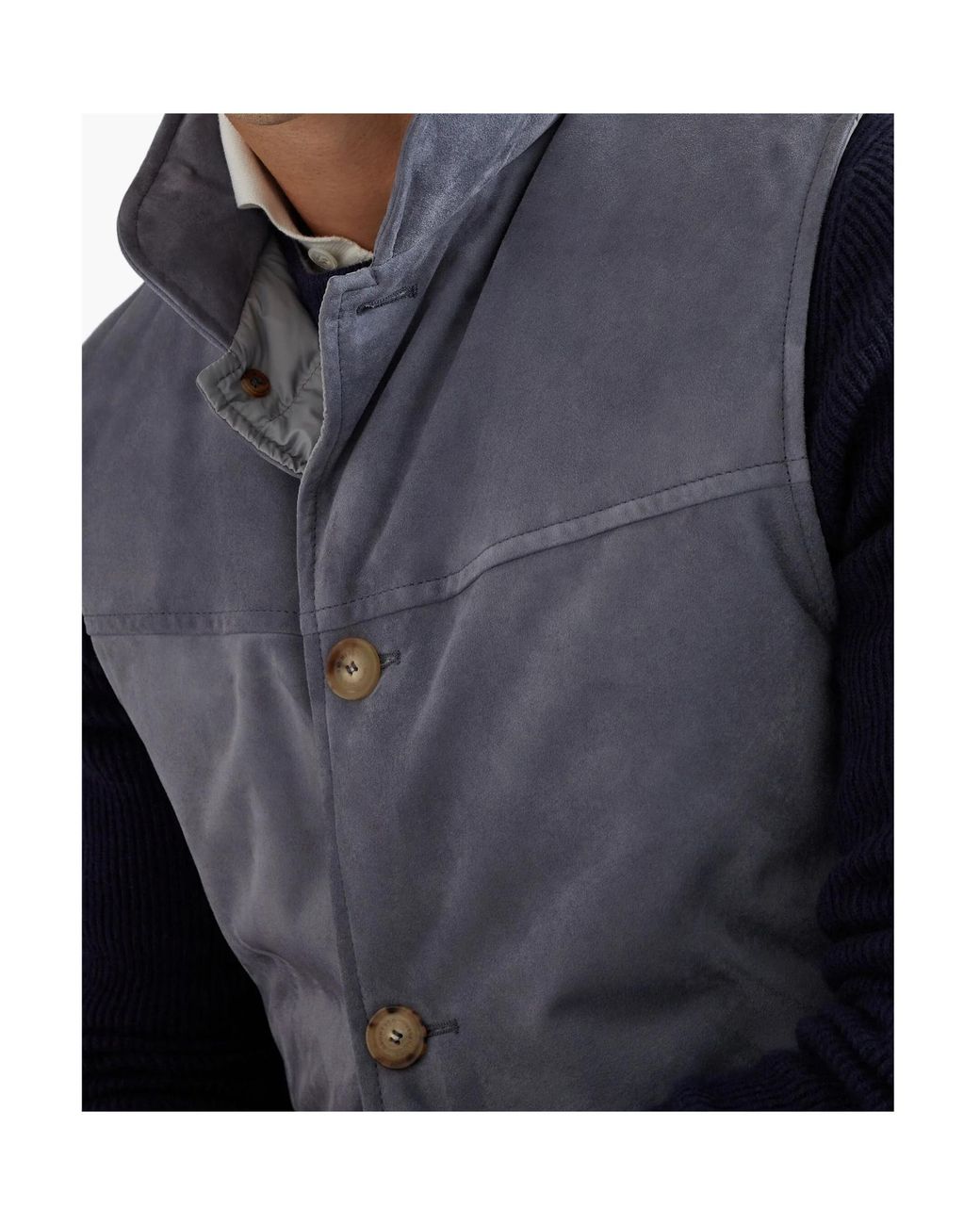Brunello Cucinelli Blue Buttoned Sleeveless Gilet for men