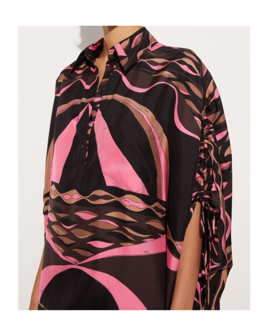 Emilio Pucci Multicolor Dune Print Silk Kaftan