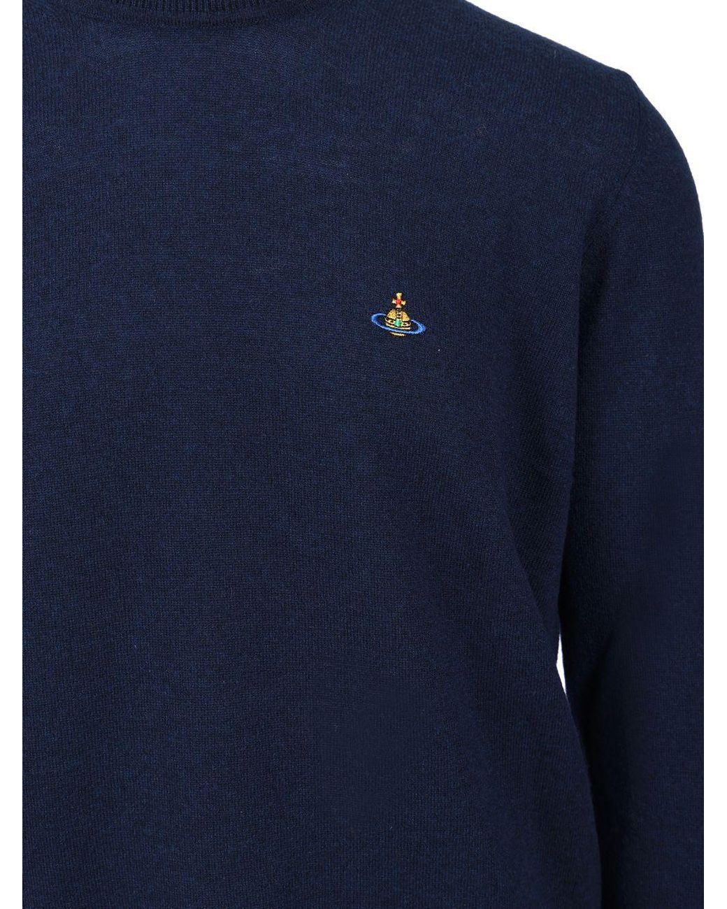 Vivienne Westwood Blue Orb Embroidered Crewneck Jumper for men