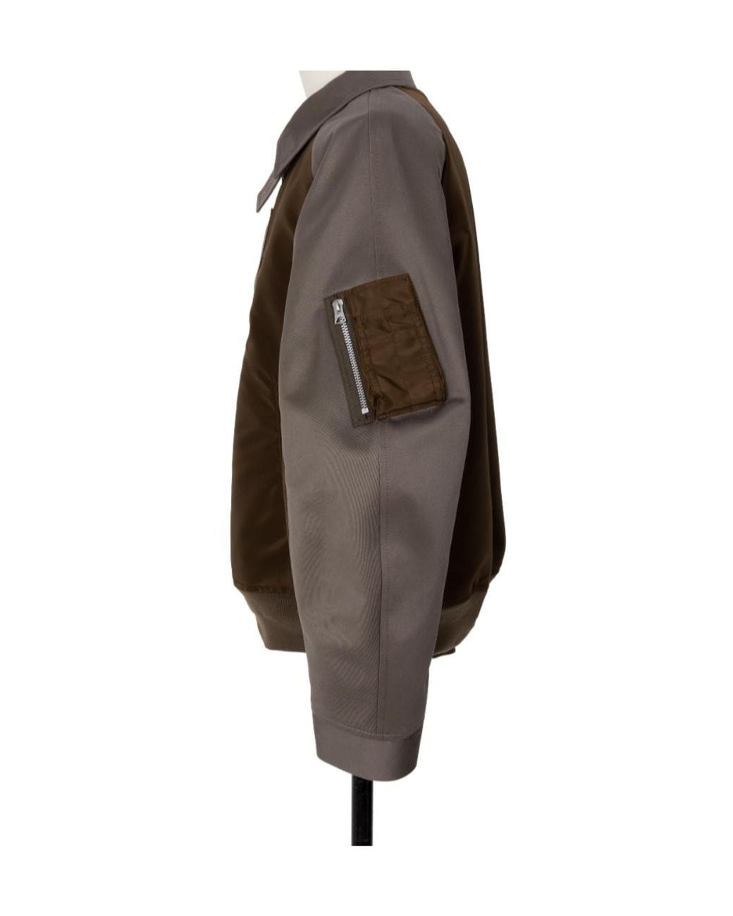 Sacai Brown Twill Collared Zip-Up Blouson for men