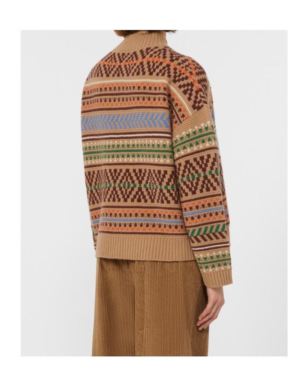 Weekend by Maxmara Brown Jacquard Crewneck Knitted Jumper
