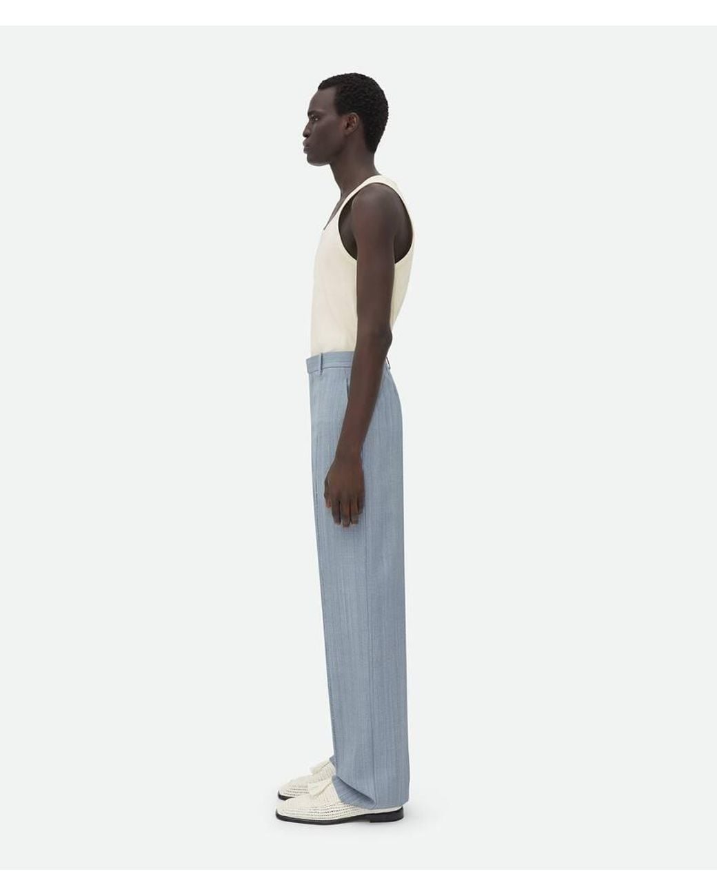 Bottega Veneta Blue Embroidered Detailed Straight-Leg Pants for men