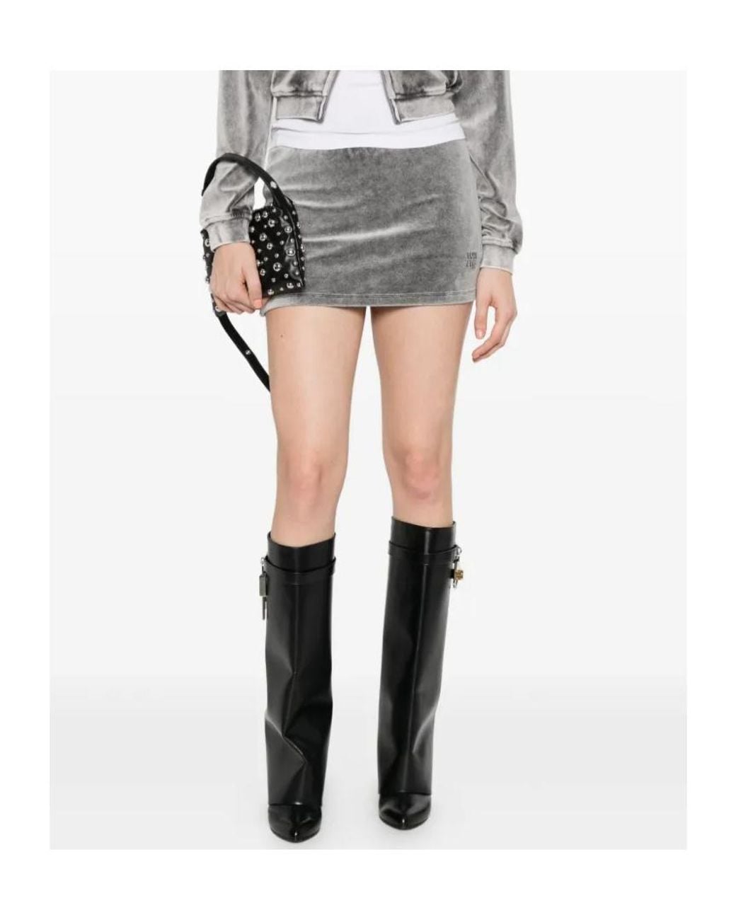 T By Alexander Wang Gray Alexander Wang Mid-Rise Denim Mini Skorts